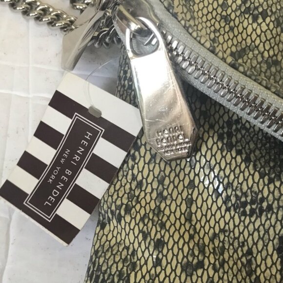HENRI Bendel NEW The DEB Leather Wristlet Clutch Bag Snake Print Multi Zipper - Picture 9 of 16